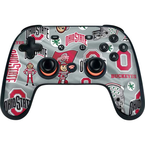 Ohio State University Pattern Google Stadia Controller Skin